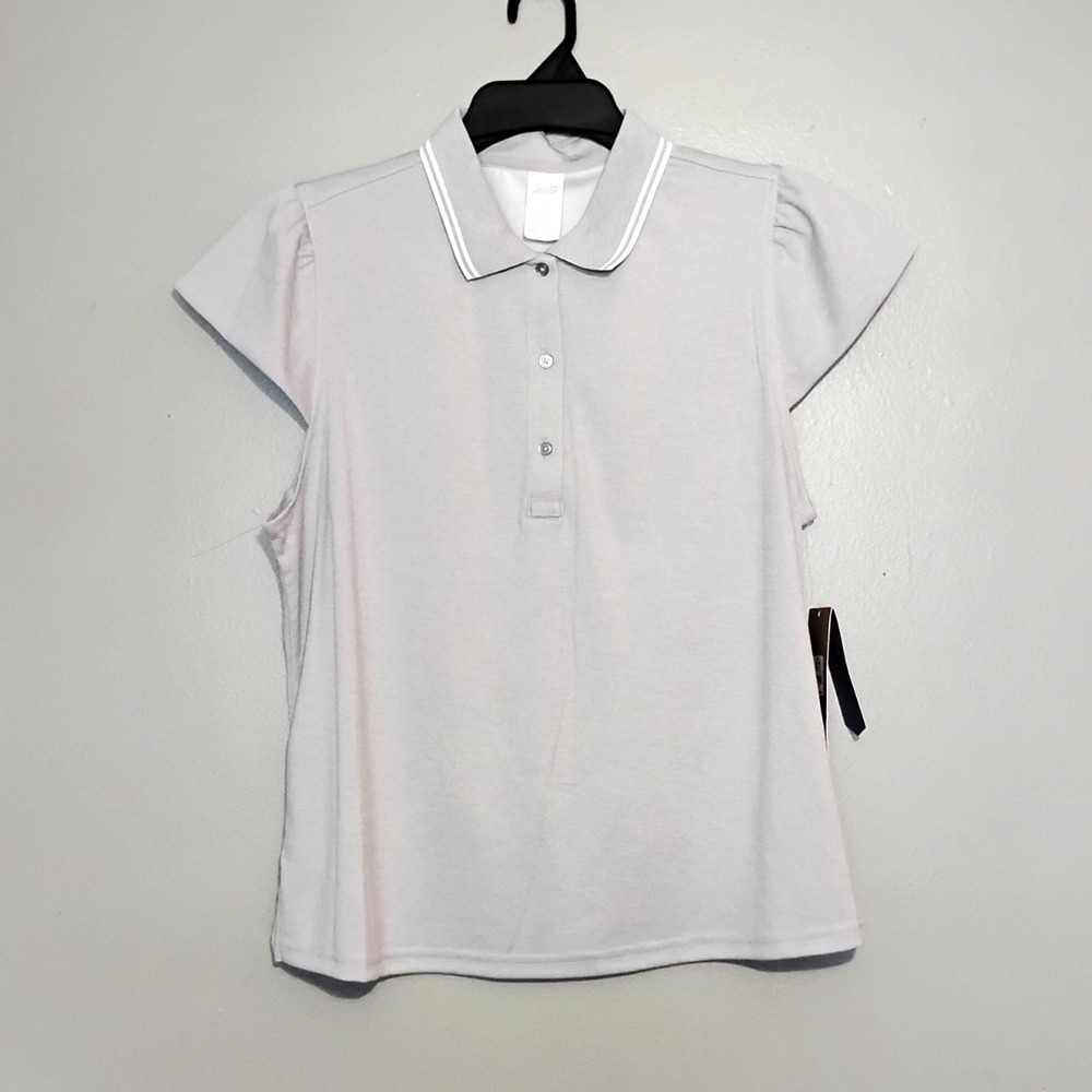 Avia Women's Gray Golf Polo Shirt Size M Short Sleeve Stretch Collared Piquรฉ